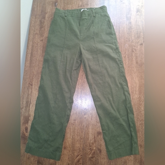 VINCE Forrest Green Linen Blend Trouser Pants L - Picture 3 of 8
